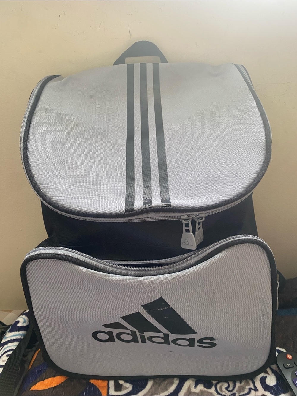 adidas Silver and Black Men’s Backpack with Front Logo